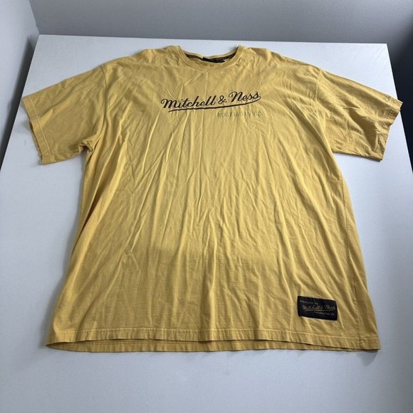Vtg Mitchell & Ness Nostalgia Co. Yellow Embroidered Logo Jersey Shirt‎ Size 6XL - Picture 1 of 8
